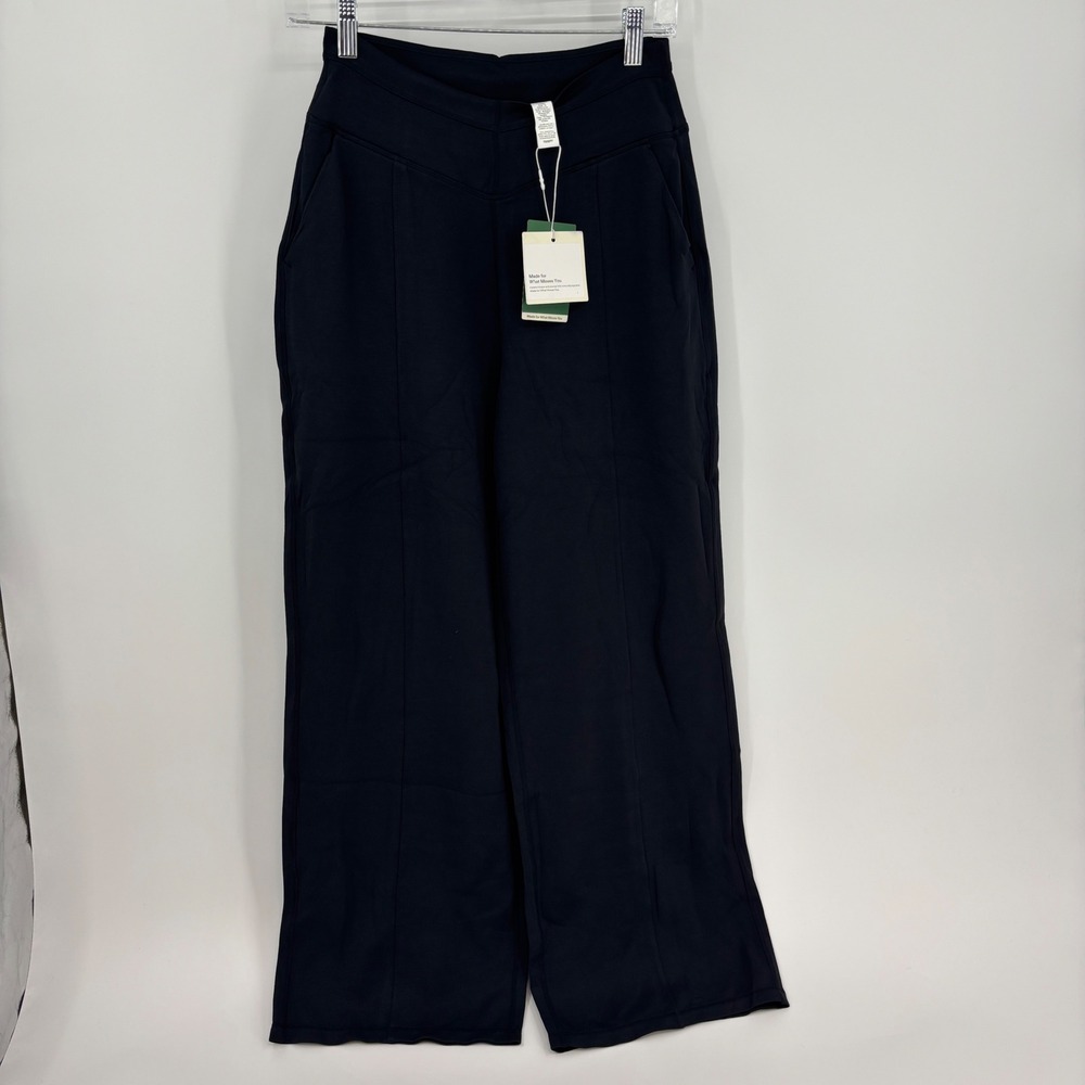 Halara Wide Leg Pants Women Medium Black V-Waist Pintuck Pockets Athleisure New